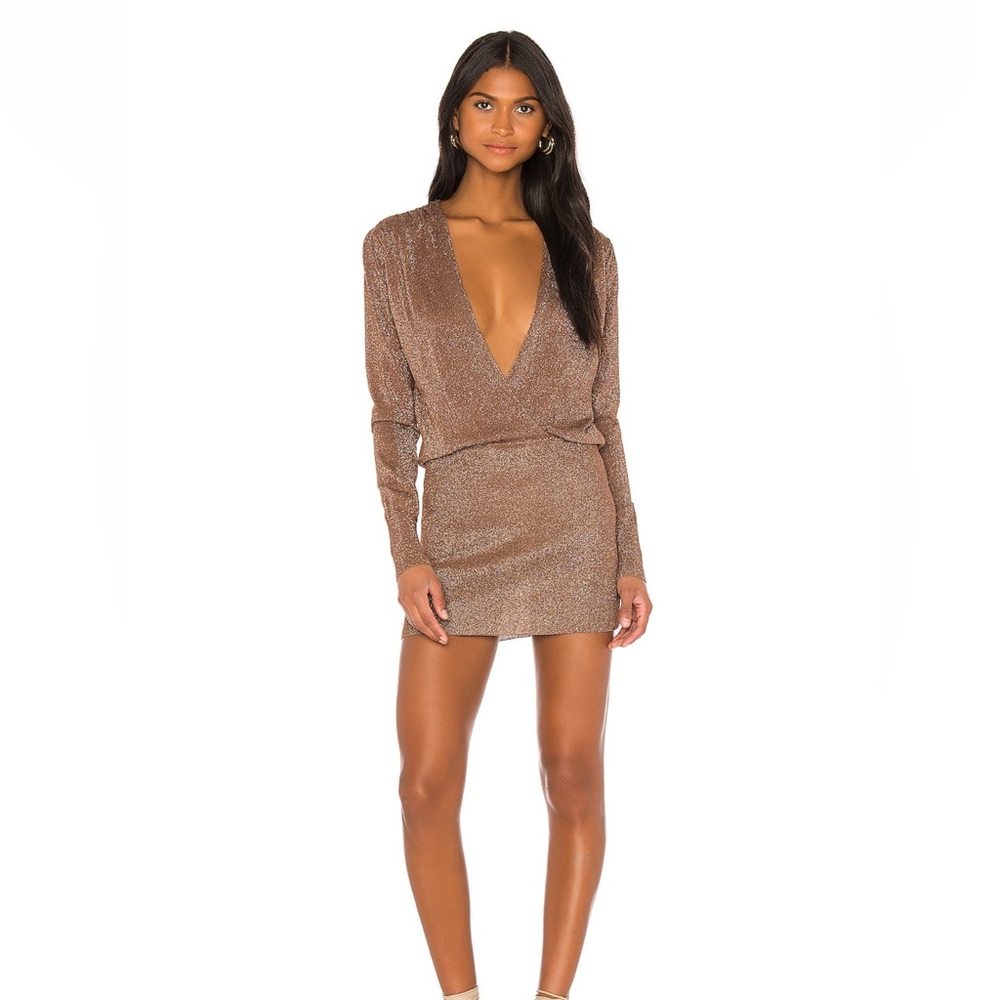 Aura Mini Dress in Mocha Metallic from Superdown